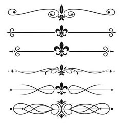 Set of black fleur de lis decorative line rules. © Mst. Akhi  Khatun