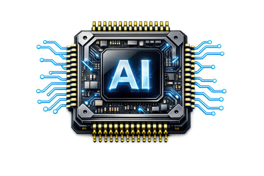 AI Processor Chip with Glowing Circuit Traces