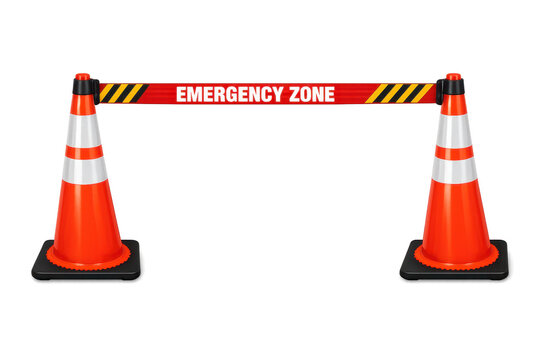 Traffic cones with Emergency Zone barrier