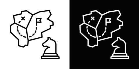 Fototapeta premium Geopolitical Strategy Icon White And Black Background Style