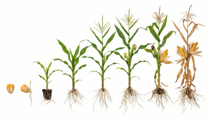 Fototapeta premium Corn Growth Stages with Life Cycle of Maize Plant.