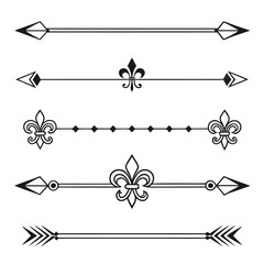 Ornamental borders with fleur de lis and arrows. © mo