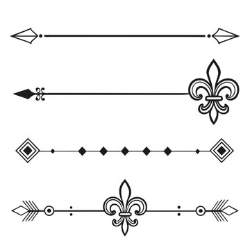 Fleur de lis dividers with arrow and dot accents.