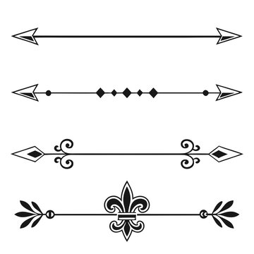 Minimalist fleur de lis and arrow line segments.