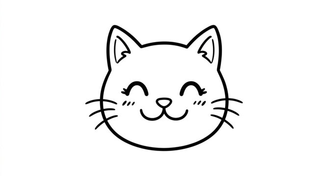 Smiling cat face kawaii doodle icon vector design
