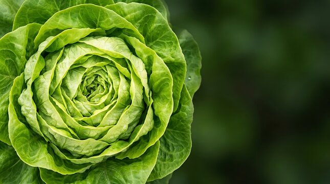 Fresh vibrant green lettuce head with spiral leaf pattern