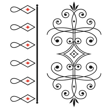 Ornate vector set with dividers and decorative border.