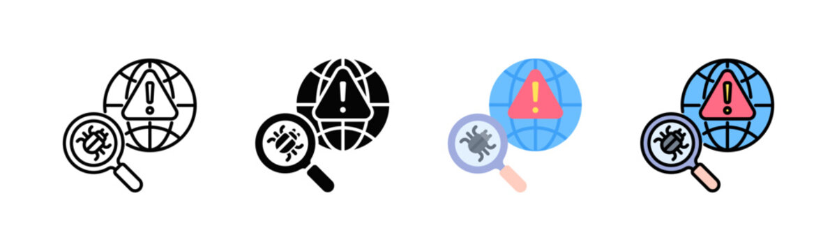 Global Threat Detection Icon Pack In Multiple Styles