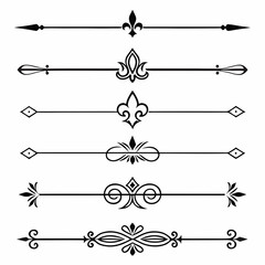 Collection of ornate vintage line border decorations. © Sirajum