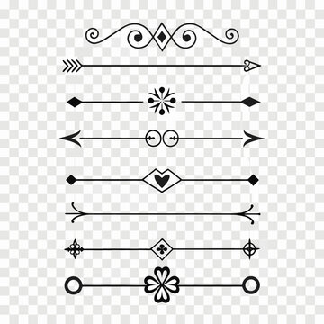 Traditional calligraphic dividers and arrow lines.