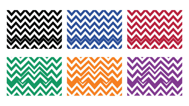Collection of colorful chevron patterns in black, blue, red, green, orange, and purple