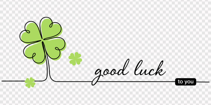 St. Patrick's day shamrocks, one line drawing vector set, St. Patrick's Day single line typography background with four-leaf clover and handwritten style text. Banner or greeting card minimal concept.