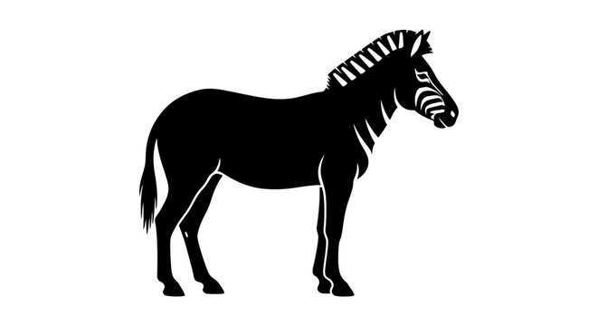 Black silhouette of a zebra standing.