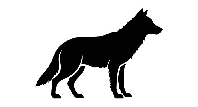 Black silhouette of a wolf standing.