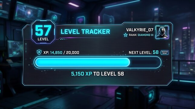 Level tracker progress bar interface screen.