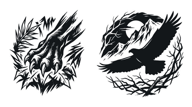 Eagle and Claw in Circular Nature Designs
