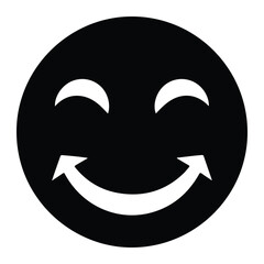 Fototapeta premium Black smiley face with winking eyes and reversible smile, on white background
