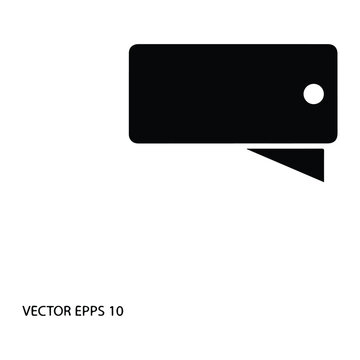 Black speech bubble with white circle white background