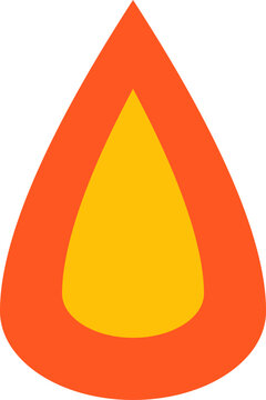 Minimalist orange and yellow flame drop symbol isolated on white background for clean graphic illustration