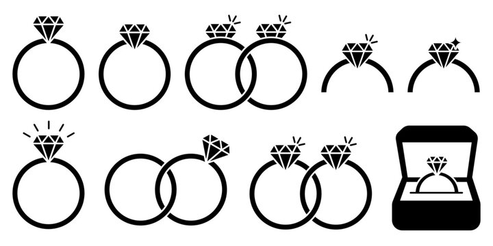 Set of diamonds line in a flat icons style. Abstract black diamond collection icons. Gemstone icons in a linear minimal style. Vector icon logo design diamonds.