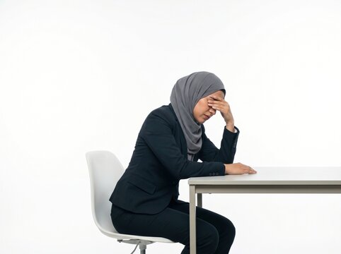 Stressed Arab businesswoman doing facepalm gesture in frustration
