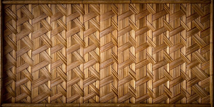Dark brown woven bamboo matting pattern background
