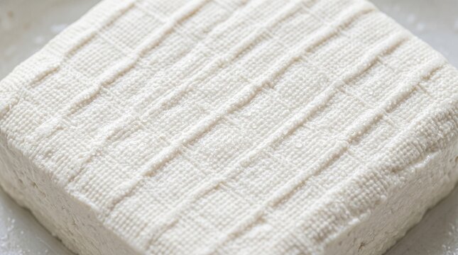 Tofu surface pattern, white momen cotton-pressed bean curd, fresh ingredient macro