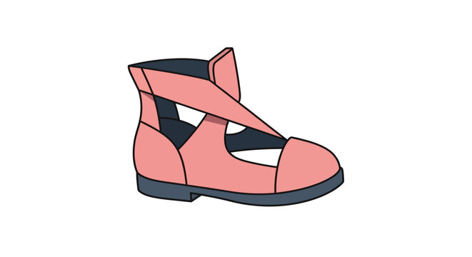 Pink Leather Cutout Bootie Sandal with Dark Blue Accents