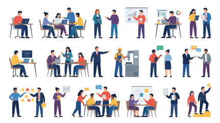 Fototapeta premium Business Team Collaboration Flat Illustration