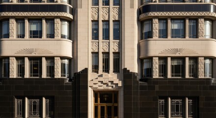 Obraz premium Art deco architecture exterior facade day building structure detail