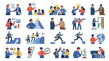 Fototapeta premium Flat Style Business Concept Vector Illustrations with People for Corporate Success, Teamwork, and Growth