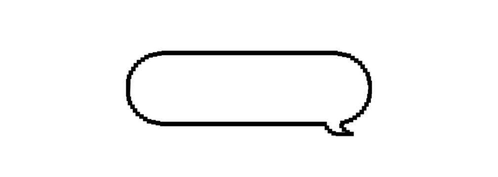 8 bit design with empty pixelated frame. Game style speech balloon or chat message box. Vector icon.