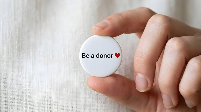 Hand Holding 'Be a Donor' Pin