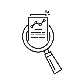 audit and data analysis icon like thin line assesment. linear trend graphic stroke design lineart logotype web element isolated on white. concept of key performance indicator or business visualisation