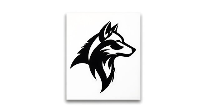 Stylized wolf head logo black and white vector illustration