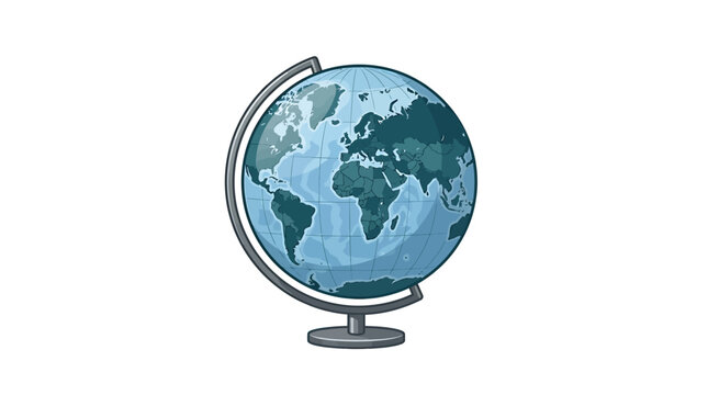 A detailed illustration of a globe showcasing world map on a stand