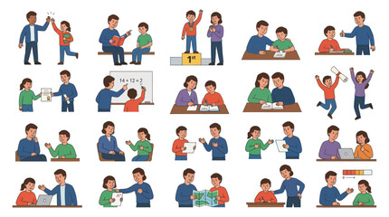 Fototapeta premium Education, Learning, and Success Icons - Kids and Teachers Together