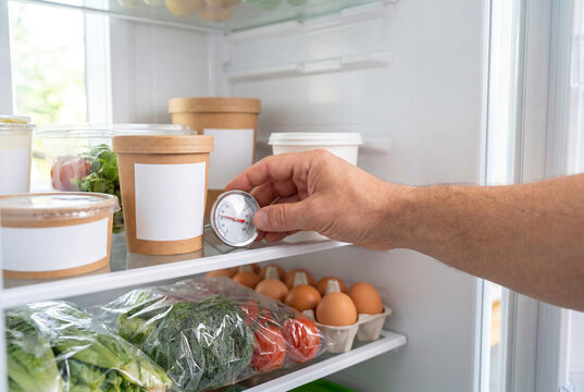 Checking Refrigerator Temperature with a Thermometer