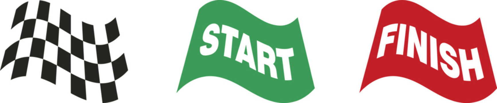 Racing Start and Finish Flags with Checkered Flag on White Background racing flag start flag