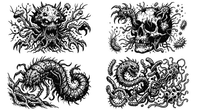 Monstrous Organisms: Skull, Centipede, Mutant Flora, Microbes