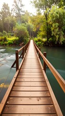 Obraz premium Wooden bridge over flowing river