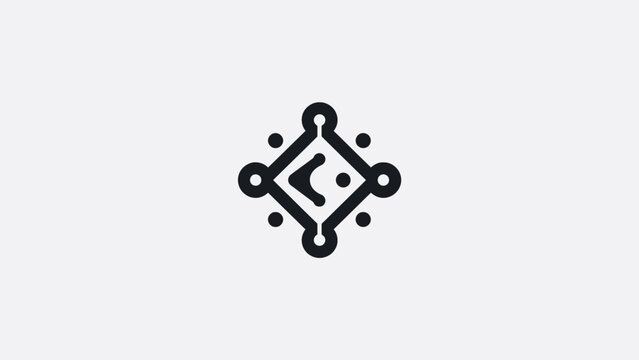 Square microchip circuit board icon symbol.