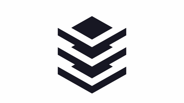 Stacked Black Chevron Layered Cube Logo