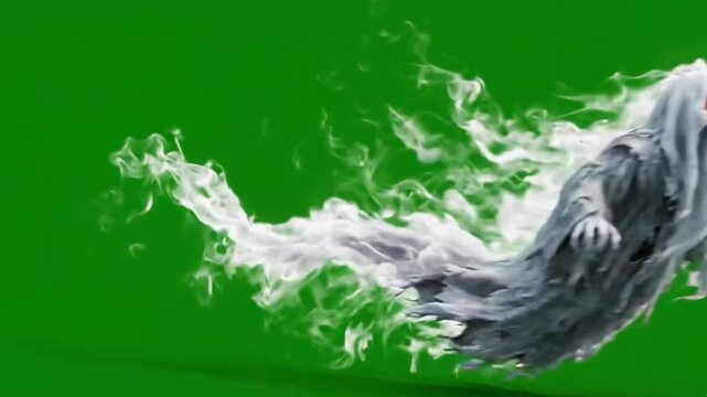 Ghost apparition with smoke effect on green screen