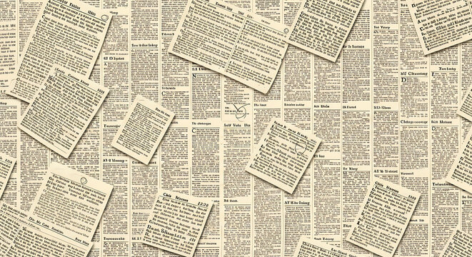 Newspaper Sheets Scattered Everywhere Closeup.