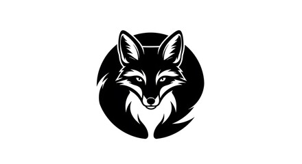 Fototapeta premium Minimalist Fox Head Logo Circle Illustration