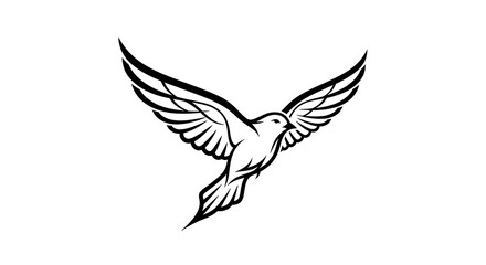 Fototapeta premium Stylized flying bird vector logo illustration isolated on white