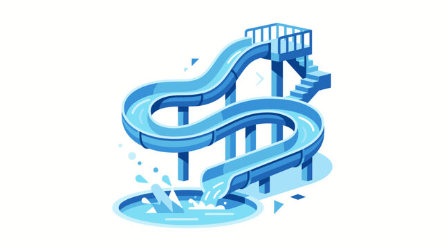 Exciting Water Park Water Slide with Curves and Splash Effects.