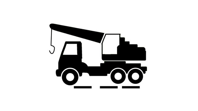 Construction Equipment Silhouette Icons Animation
