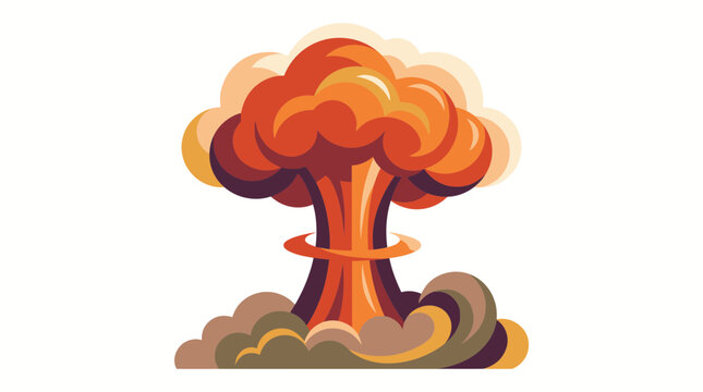 Vibrant illustration of a powerful nuclear explosion, with a dramatic mushroom cloud and expanding smoke, symbolizing destruction, conflict, and a pivotal global event